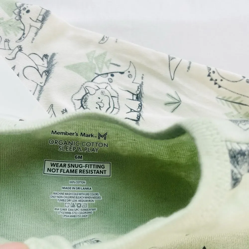 Member's Mark Baby 3-Pack Organic Cotton Soft Sleep And Play Snug Fitting 6M‎